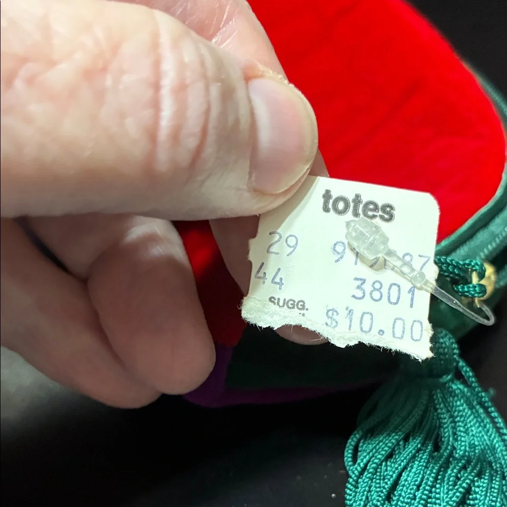 Totes vintage Red Purple and Green Velvet Pouch